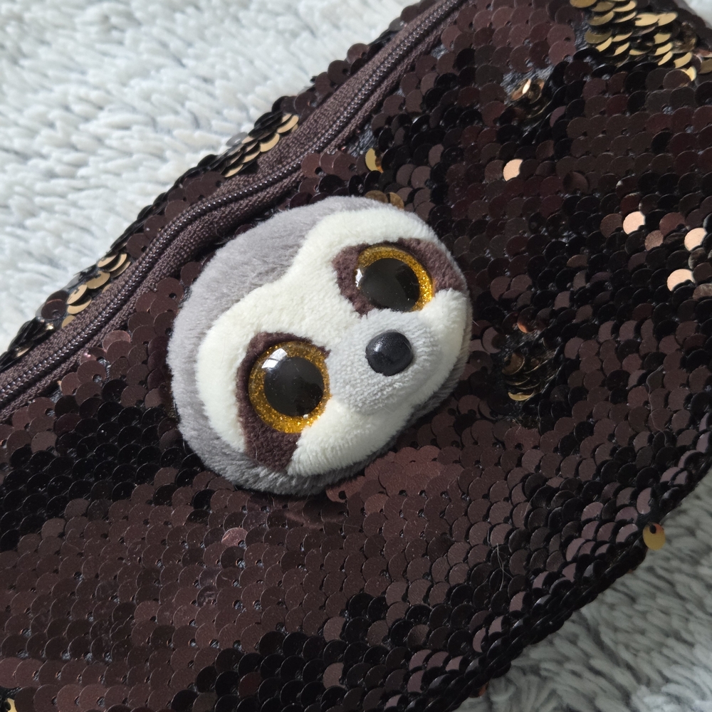 Ty Beanie Boos Dangler Sloth Sequined Travel Pouch Pencil Case Accessory Bag